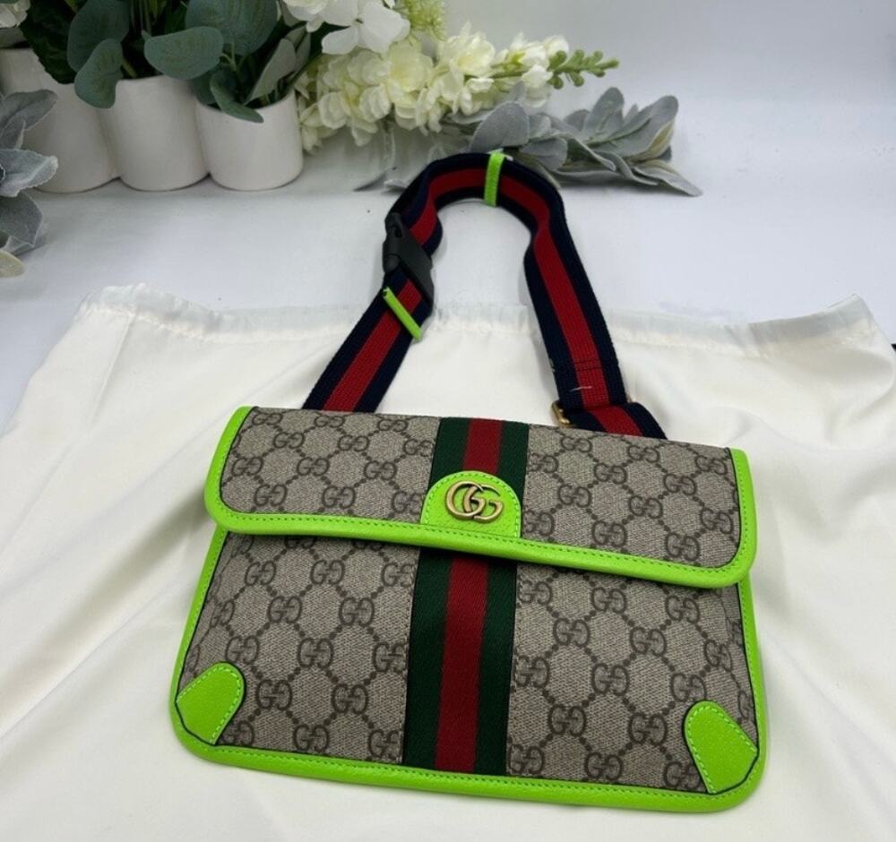 Women's Gucci GG Supreme OPHIDIA belt bag adjustable 80 cm made in Italy